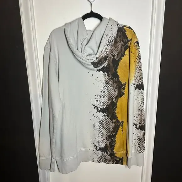 NEW 1017 ALYX 9SM Men's Hoodie Python Snake Print Gray Brown Sweatshirt Size XXL